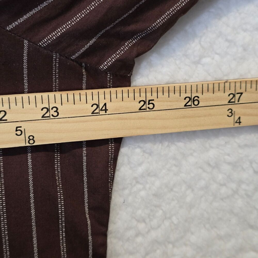 Mens Dress Casual Button Down Shirt Sz 2XL Brown White Striped Preppy Academia - Picture 4 of 7
